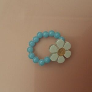 Blue Daisy Beaded Kids Ring